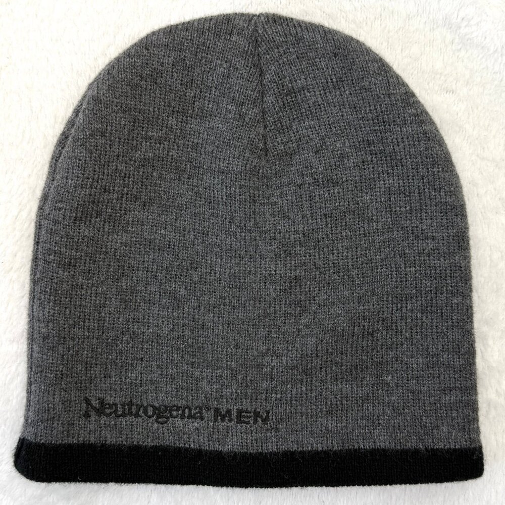 Neutrogena Men Promotional Knit Beenie Hat Gray w/Black Band